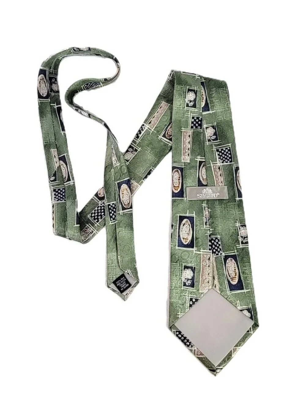 Stafford Executive Silk Geometric Abstract Tie Made in USA Italian Fabric